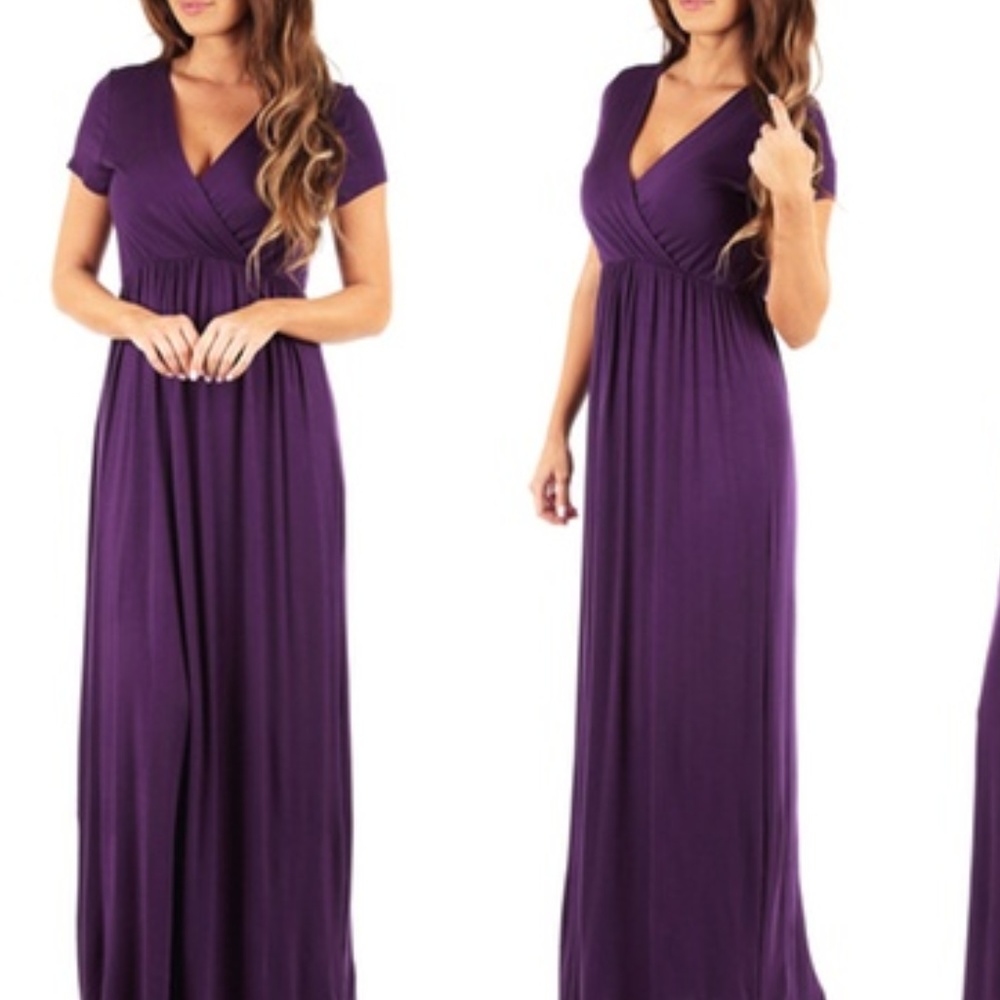 NIB Rags & Couture Eggplant Wrap Maxi Dress Medium